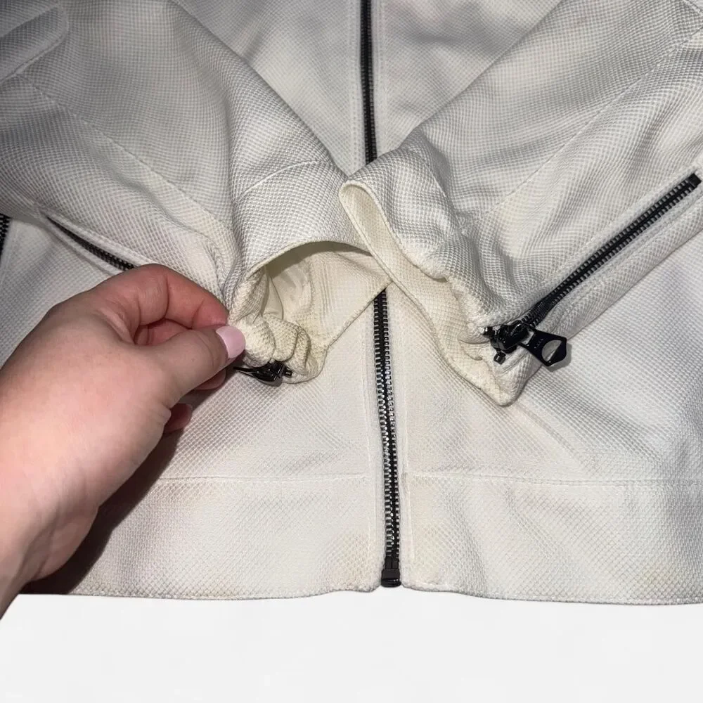 Zara Men's White Moto Racer Jacket SIZE LARGE